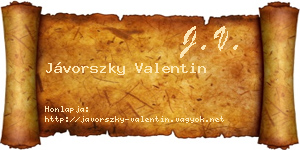 Jávorszky Valentin névjegykártya